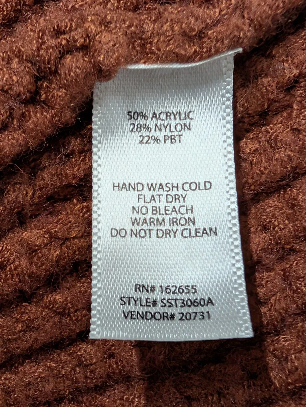 Willow + Root Womens Rust Cable Detail Waffle Knit Flatter Shoulder Sweater  L